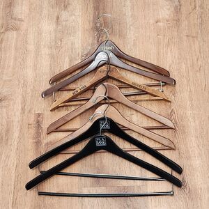 Vintage Wooden Advertising Hangers Witty Bros Dillard's Macys Trouser Clamps (7)